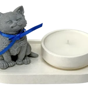 set decorativo minino aromático en cera de soja con figura ornamental y base artesanal para regalo sostenible